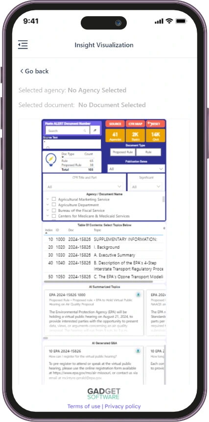 A detailed view of an insights dashboard interface on a mobilescreen.